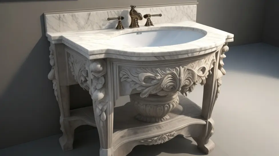 A beautiful bathroom vanity carved in stone.